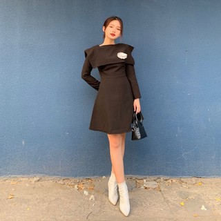 Edini - d1120 đầm tai dài đính hoa