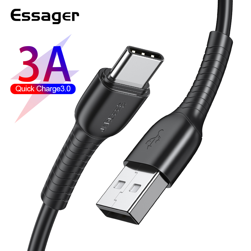 Dây Cáp Sạc Nhanh Kiêm Truyền Dữ Liệu ESSAGER USB Type C 0.3m Cho Samsung S20 Note 10 Plus Xiaomi 10 Pro