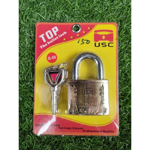 Ổ Khóa nhà loại Treo Pad Lock USC hoa văn bông Cao Cấp Xi Vàng 4 chìa hoả tiển 50mm 60mm