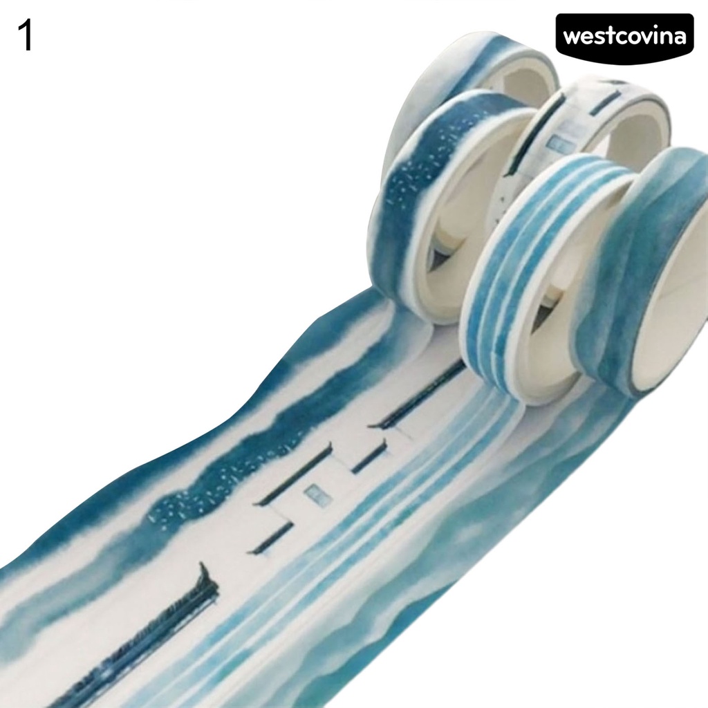 [Hot]✍Set 5 Cuộn Băng Dính Washi Dễ Xé Đa Năng Dùng Trang Trí Kế Hoạch