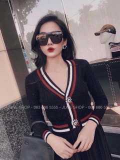 Len cadigan vặn thừng chất đẹp cúc đính