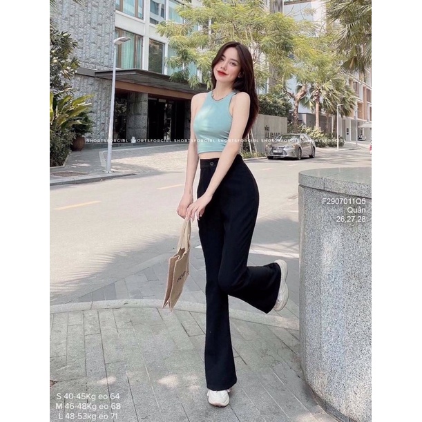 Quần tây dài đen loe ống kiểu TT2907