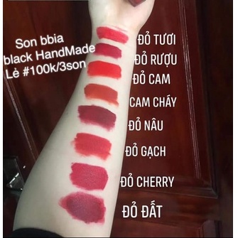 Son kem đỏ đất - đỏ nâu - đỏ cam năp vàng handmade đủ màu