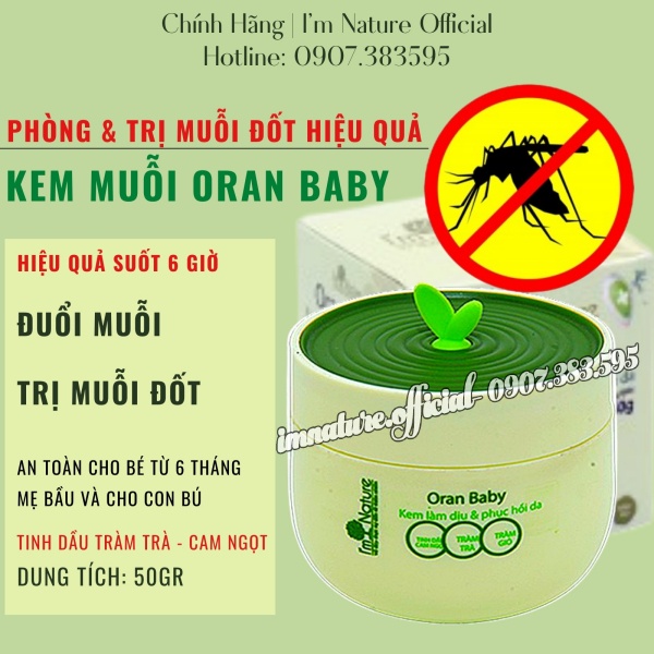 Kem Chống Muỗi Đốt Cho Bé - Làm Dịu Vết Đốt Sưng Ngứa Oran Baby 50gr