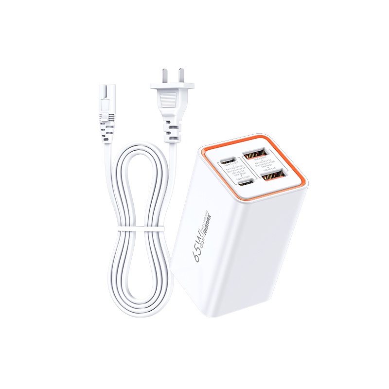 Cốc sạc 4 cổng siêu nhanh Remax RP-U39 Gan Charger hỗ trợ PD 65W và QC 36W - sạc cho cả laptop (trắng)