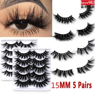 Set 5 Cặp Lông Mi Giả 3d 15mm Nối Dài Mi Chuyên Dụng Cho Trang Điểm