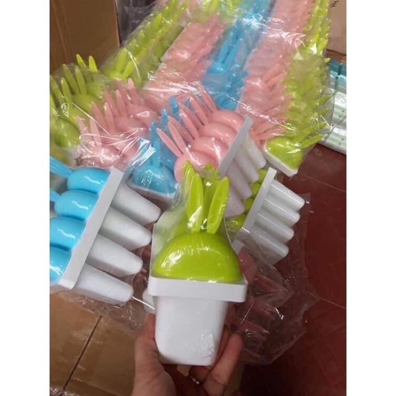 KHUÔN LÀM KEM 4 QUE NHỰA CÓ NẮP TAY CẦM TAI THỎ NGỘ NGHĨNH VIỆT NHẬT PLASTIC