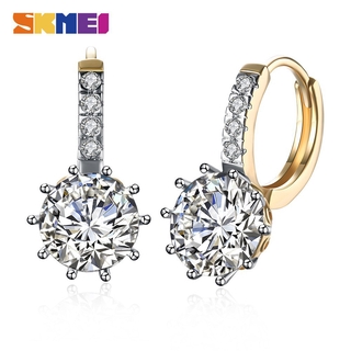 Bộ Bông Tai Skmei Cho Nữ Đính Đá Zircon Kim Cương Nhân Tạo Tròn Lãng Mạn Màu Vàng Sâm Panh