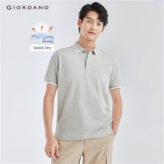 Áo thun polo GIORDANO 01012409 tay ngắn màu tương phản co giãn khô nhanh thời trang hè trẻ trung cho nam