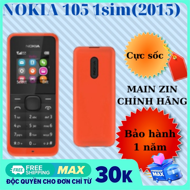 [Giá rẻ] Điện thoại nokia 105(2015)  giá rẻ đầy đủ pin sạc tặng kèm sim 3g 10 số