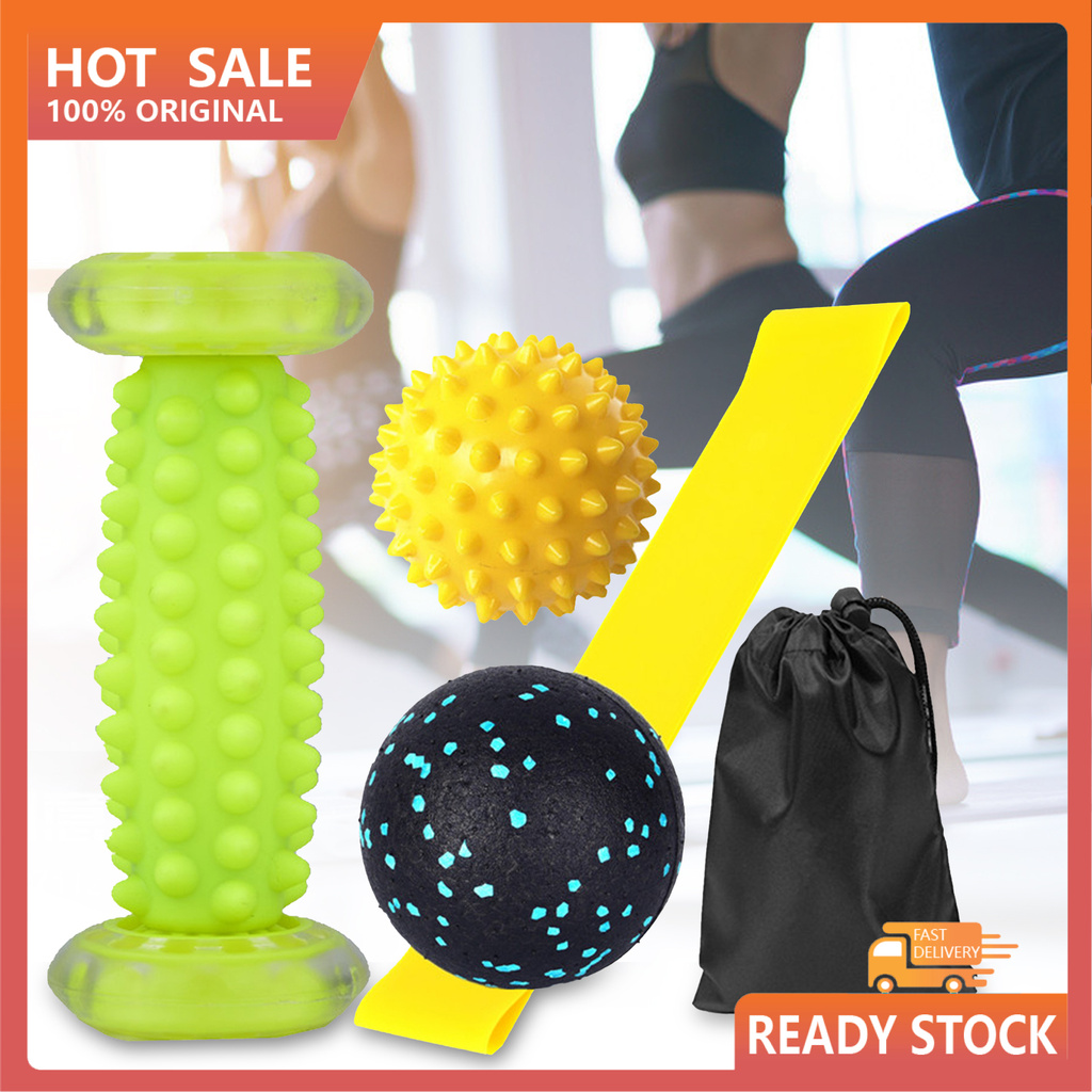 *JSZB* Yoga Block Roller with Trigger Points Massage Ball Latex Belt Body Exercise Set