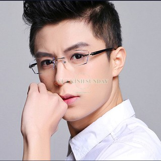 Gọng kính cận không viền càng dẻo đính V42