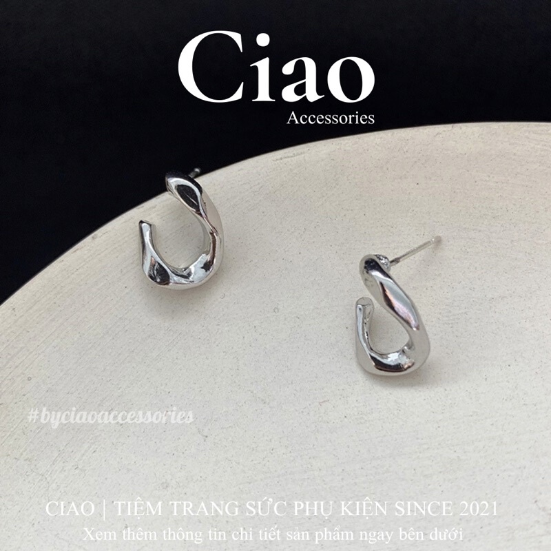 [HOẢ TỐC 1H] Khuyên tai/ Bông tai mạ bạc S925 thiết kế hoạ tiết trendy Ciara Ciao
