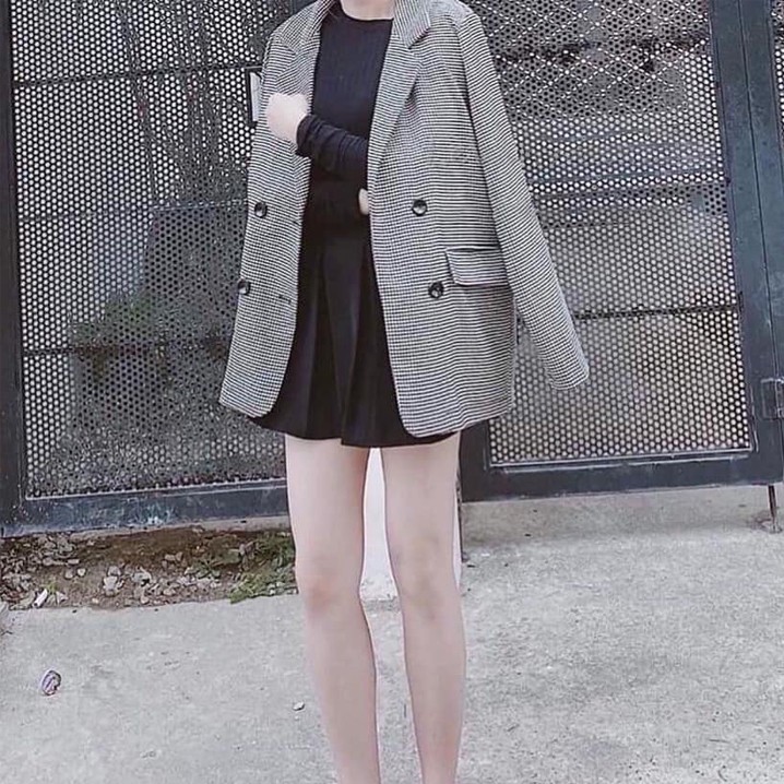 Áo blazer kẻ đen trắng Hàn Quốc (ảnh thật), vải cao cấp loại 1 | BigBuy360 - bigbuy360.vn