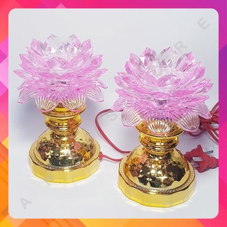 Bộ 2 đèn thờ cúng hoa sen đổi màu , đèn để bàn thờ, đèn hoa sen, đèn bàn thờ phật - 05