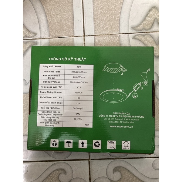 Đèn led âm trần panel 18w ánh sáng trắng vàng trung tính 3 màu MPE RPL-18