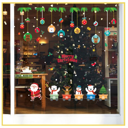 Decal dán tường Noel - Rèm dây Đoàn Xe giáng sinh