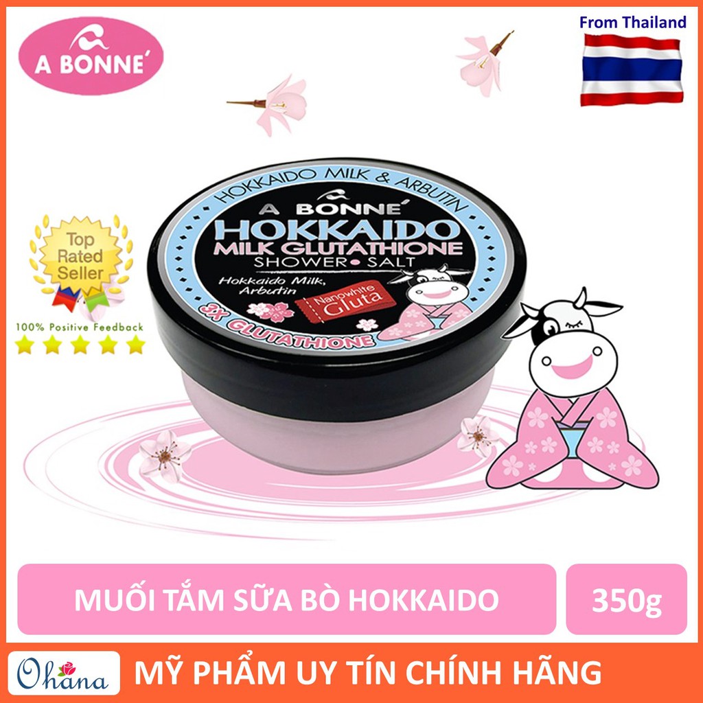 Muối Tắm Sữa Bò A Bonne Hokkaido Tẩy Tế Bào Chết, Trắng Da A Bonne Spa Hokkaido Milk Glutathione Shower Salt 350g (Hũ)