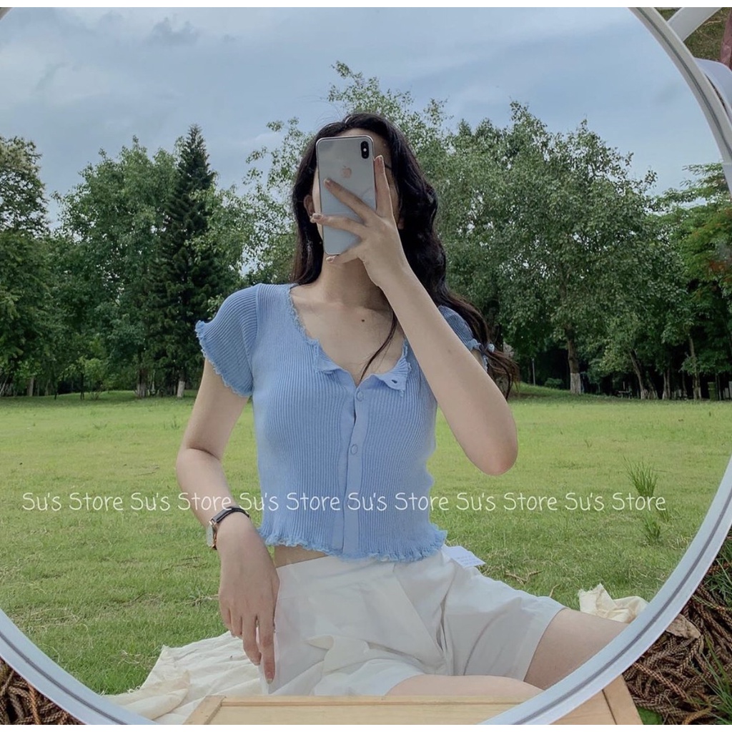 ÁO CROPTOP NUT VIỀN REN TRẺ TRUNG THỜI TRANG -NAUY | BigBuy360 - bigbuy360.vn