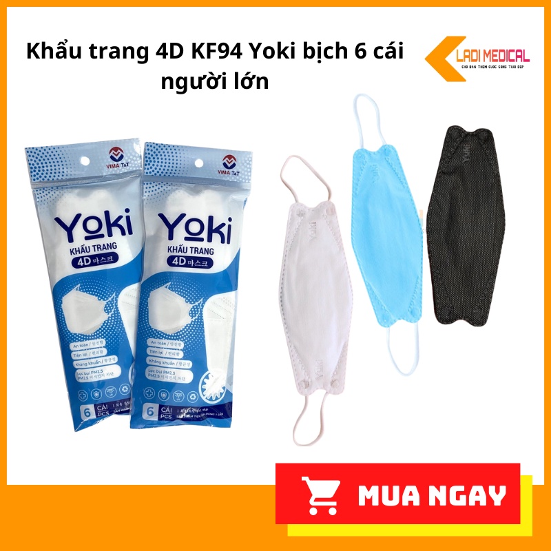 Khẩu trang 4D KF94 Yoki bịch 6 cái người lớn