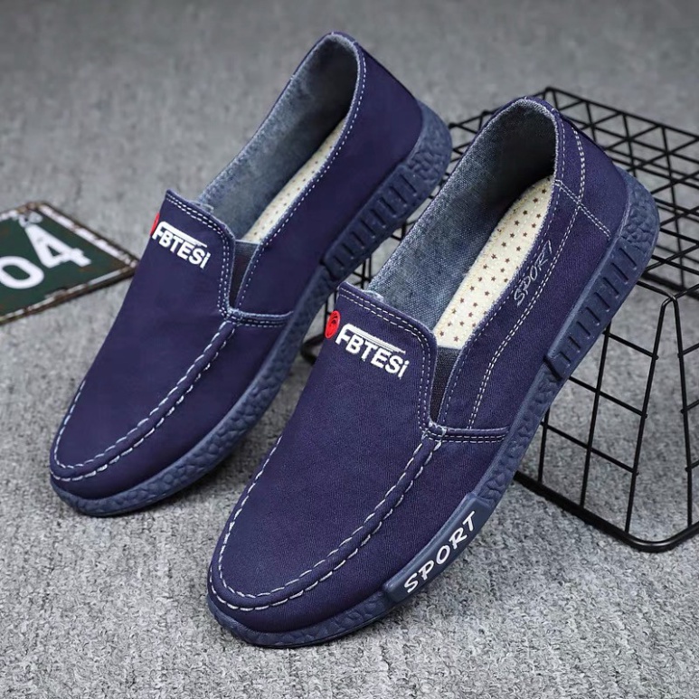 Giày lười vải jean nam cao cấp bảo hành 12 tháng_QC113