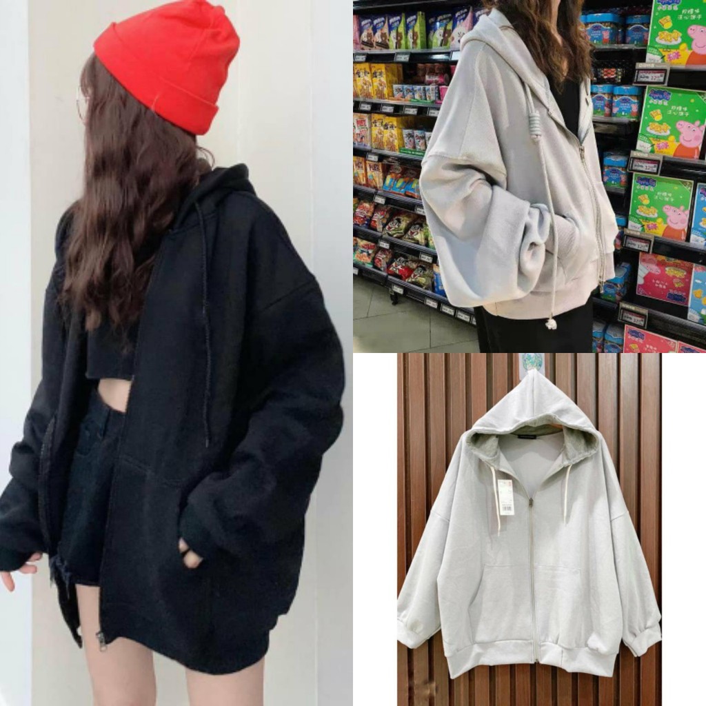 Áo khoác nữ hoodie nỉ trơn from rộng unisex mặc đôi đẹp giá rẻ G052 | BigBuy360 - bigbuy360.vn