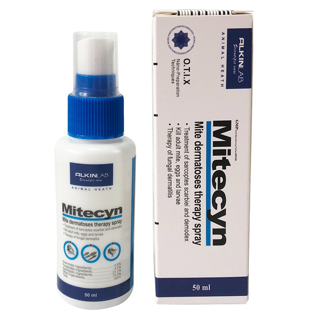Thuốc xịt trị ghẻ nấm chó mèo - Alkin Mitecyn 50ml