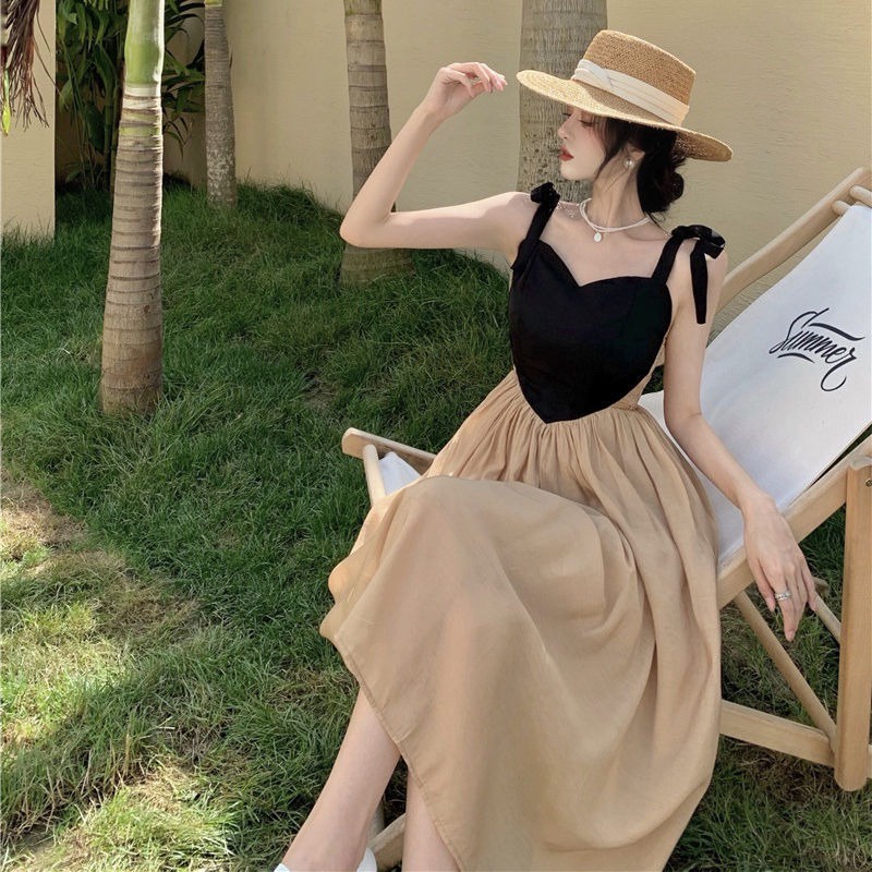 Đầm Dài Hai Dây Eo Cao Thời Trang Mùa Hè Dành Cho Nữ