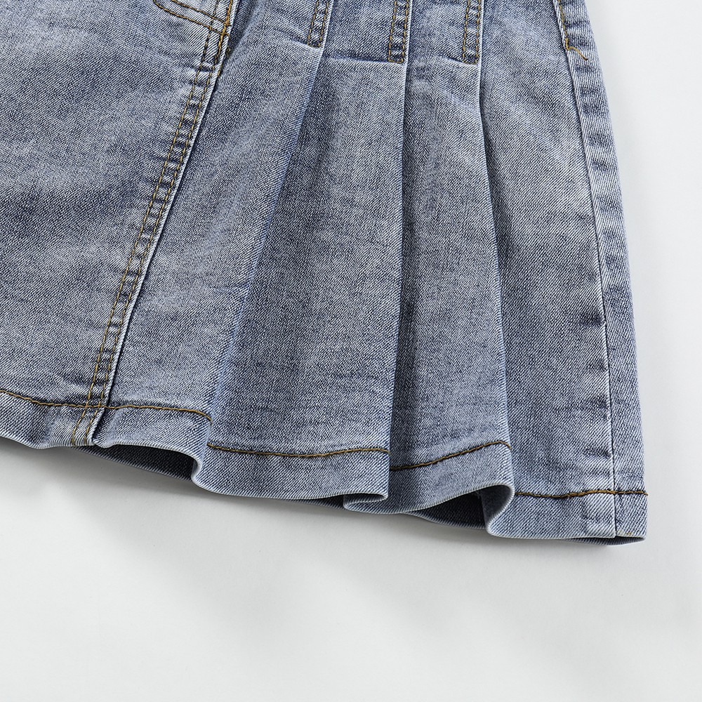 NUZIRO  Chân váy jean chữ A  lưng cao thời trang cho nữ