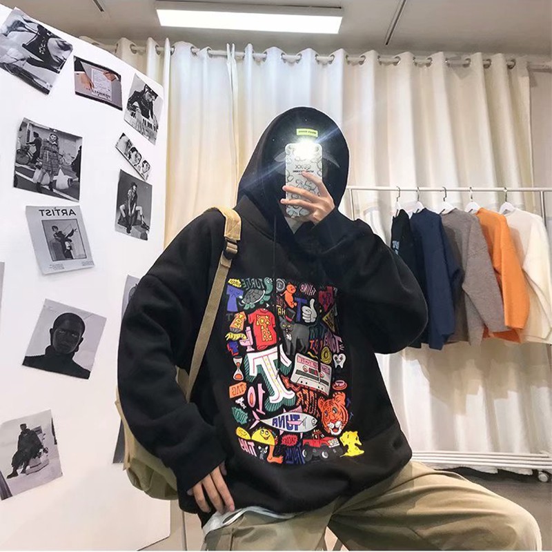 Áo Hoodie Nam Nữ phong cách hajaruku cá tính, in hình trước ngực New 2021 | BigBuy360 - bigbuy360.vn