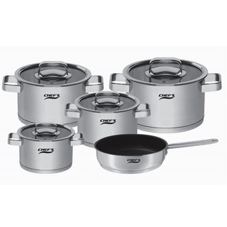 Bộ nồi inox Chefs EH-CW6304 vung kính 5 chiếc  dùng được bếp từ