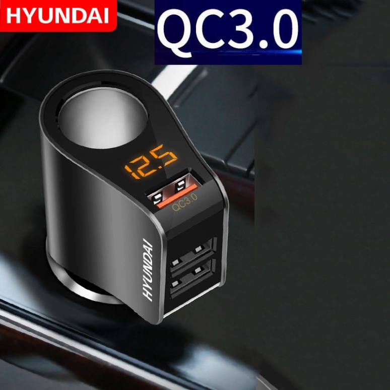 Tẩu Sạc ô tô QC 3.0 - Tẩu chia sạc chính hãng Hyundai HY-10 dùng được cho mọi loại xe