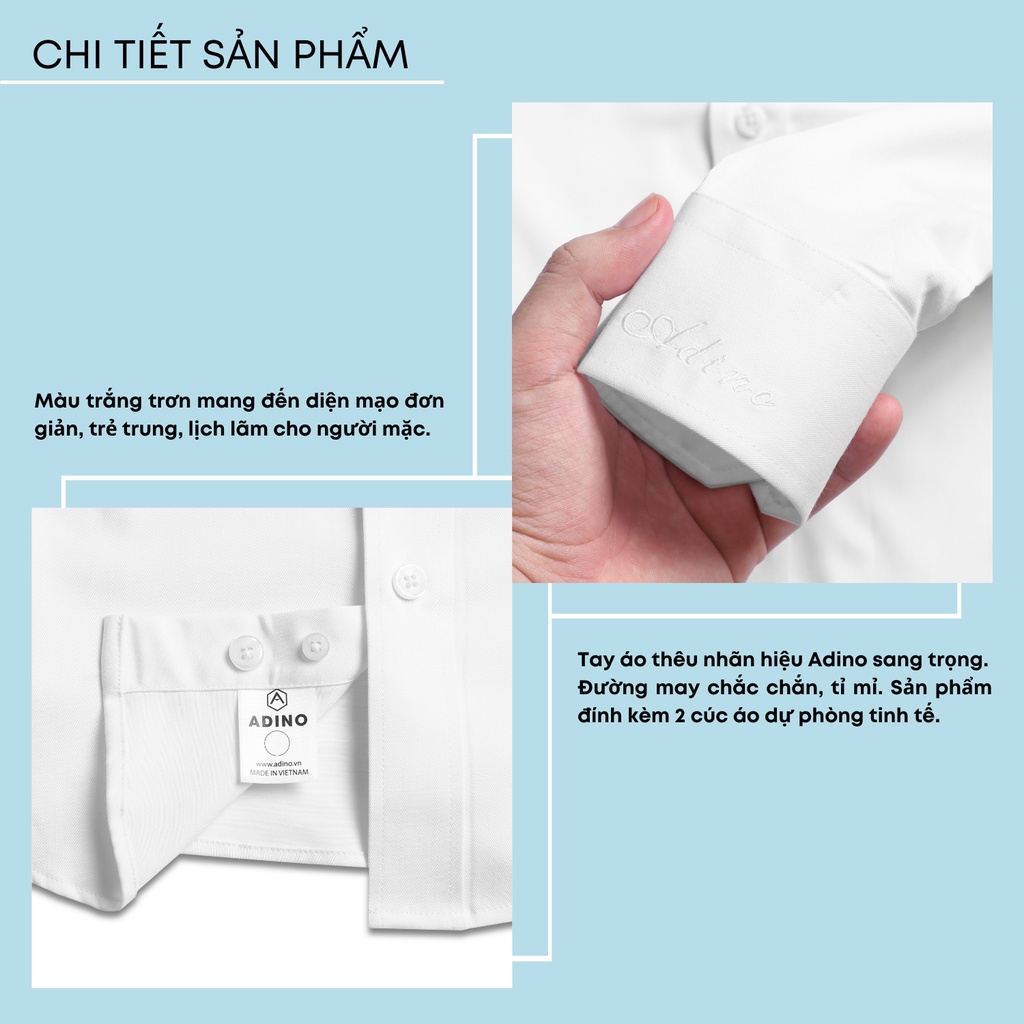 Áo sơ mi trắng nam ADINO vải sợi sồi Modal mềm mịn co giãn dáng công sở slimfit hơi ôm trẻ trung SM14
