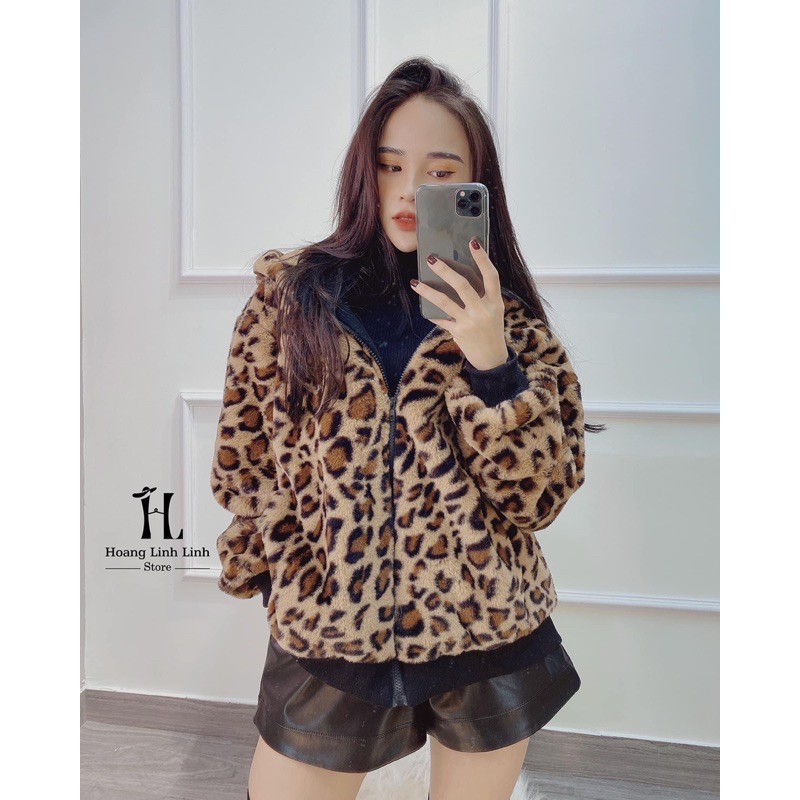 Áo Khoác Mũ Da Báo