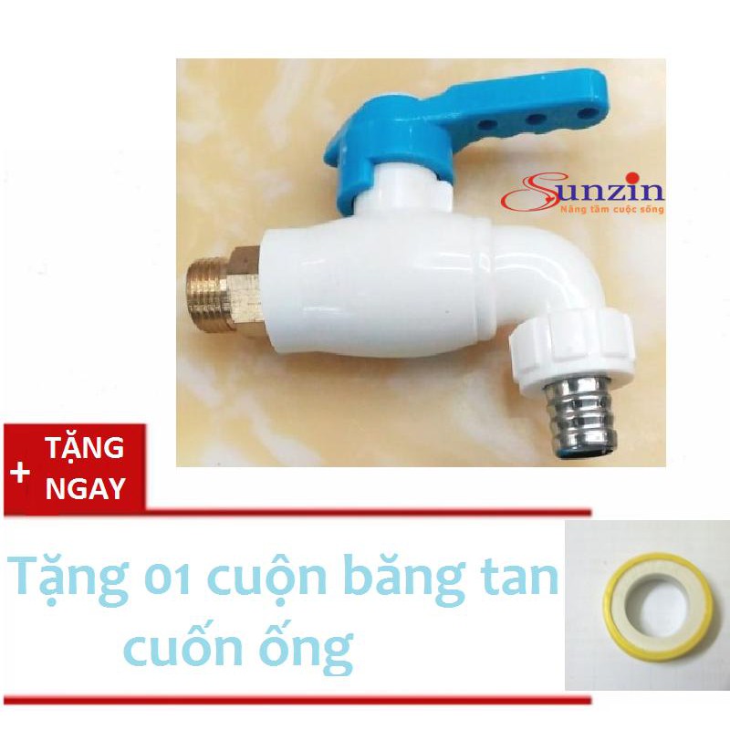 Vòi hồ Sunzin 02 - Đầu nhựa ABS, đuôi đồng, tặng thêm 01 cuộn băng tan