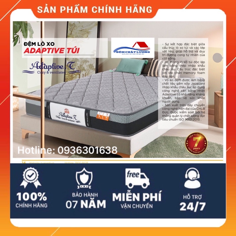 Đệm Lò Xo Túi Adaptive Chính Hãng Tuấn Anh Cao 25cm Chống Vi Khuẩn - Đệm Chất Lượng