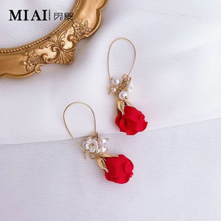 Bông tai hoa hồng đỏ🔥Bán chạy🔥 hoa tai thiết kế hoa hồng sang chảnh cho nữ