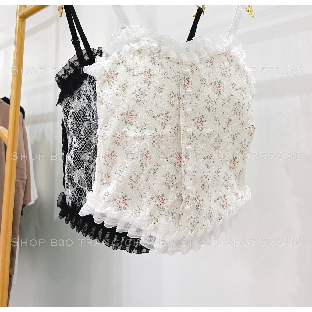 Áo Bra 2 Dây Ren Hoa Cúp Ngực Chất Đẹp Kiểu Dáng Ulzzang Hàn Quốc 2 Màu