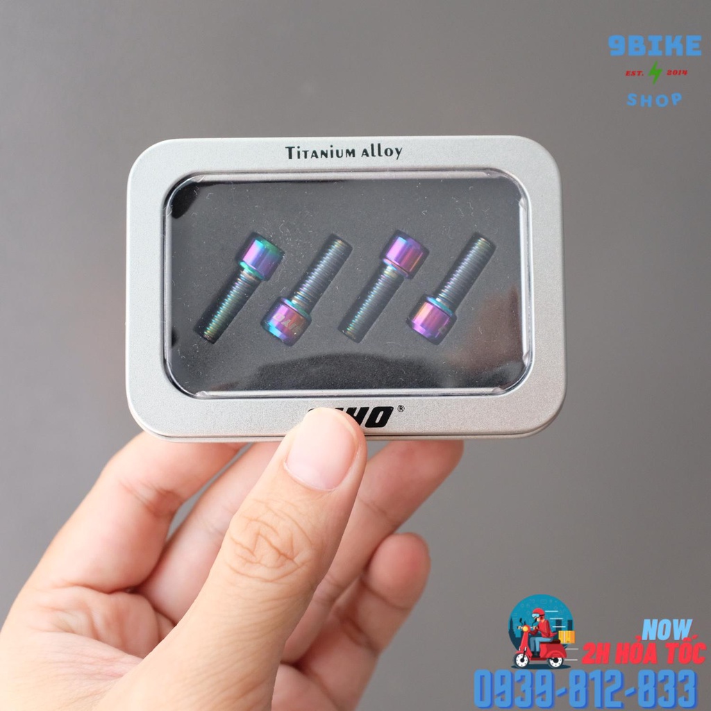 Bộ 4 con ốc titan bắt heo dầu xe đạp m6 x 18mm Giyo