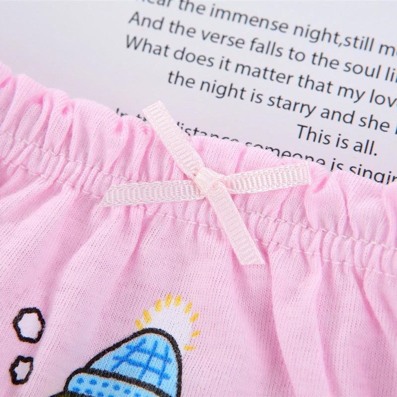 Quần Lót Bằng Cotton Hình Tam Giác In Họa Tiết Hoạt Hình Dễ Thương Thiết Kế Thoáng Khí Cho Bé Gái