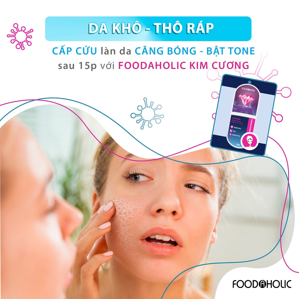 Mặt nạ dưỡng chất kim cương sáng mịn da Beldora Foodaholic Diamond Brightening Essential Mask 23g