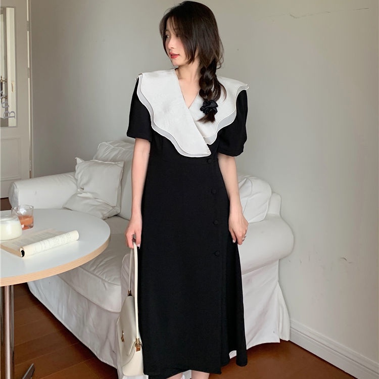 Đầm Chữ A Tay Phồng Phối Bèo Thời Trang Mùa Hè Phong Cách Pháp Sang Trọng Cho Nữ