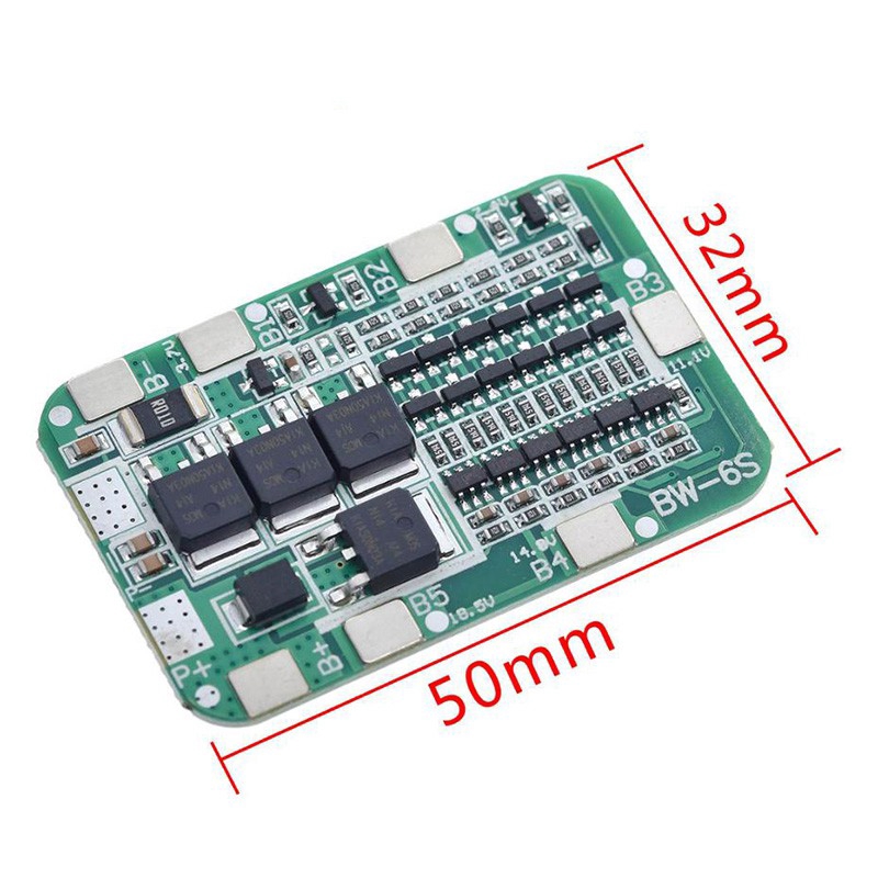 6S 15A 22V 24V 18650 Bảng bảo vệ pin Lithium-ion PCB BMS