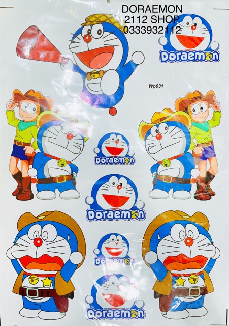 tem xe, tem dán, Sticker decal dán xe dán tường DORAEMON 60cm x 40cm