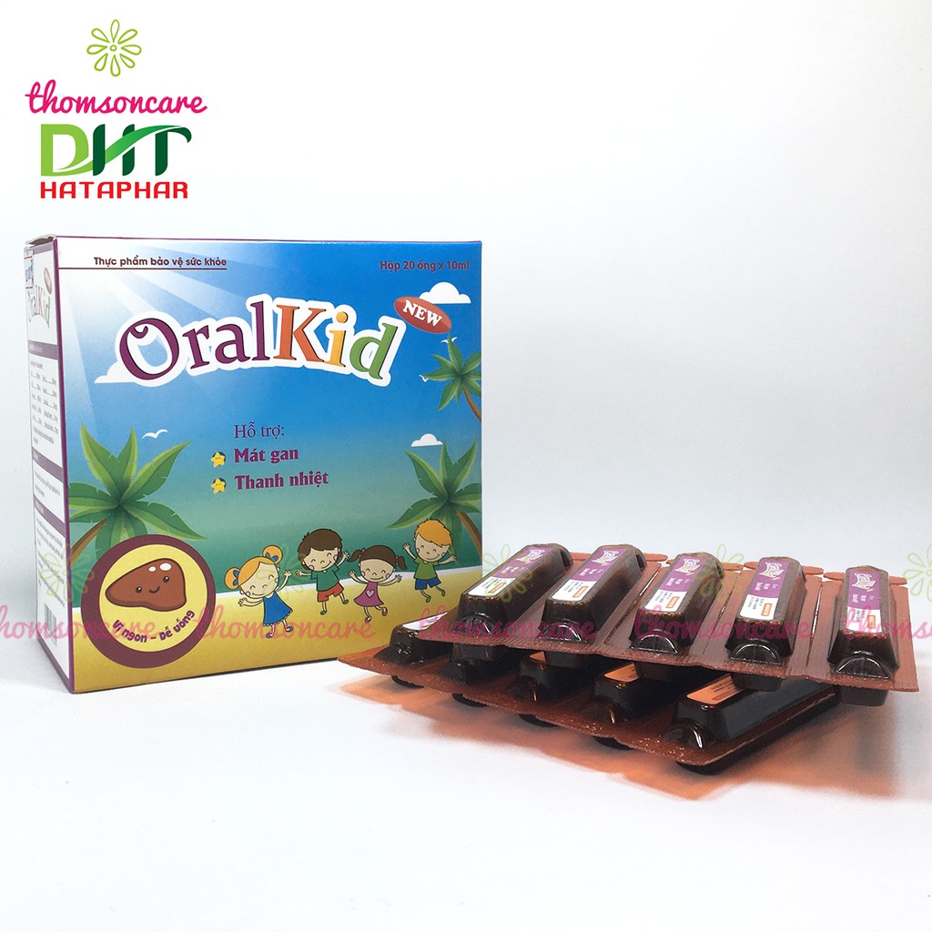 Mát gan, thanh nhiệt cho bé từ thảo dược - Oral Kid hộp 20 ống siro từ actiso, diếp cá, cam thảo, giảm mẩn ngứa