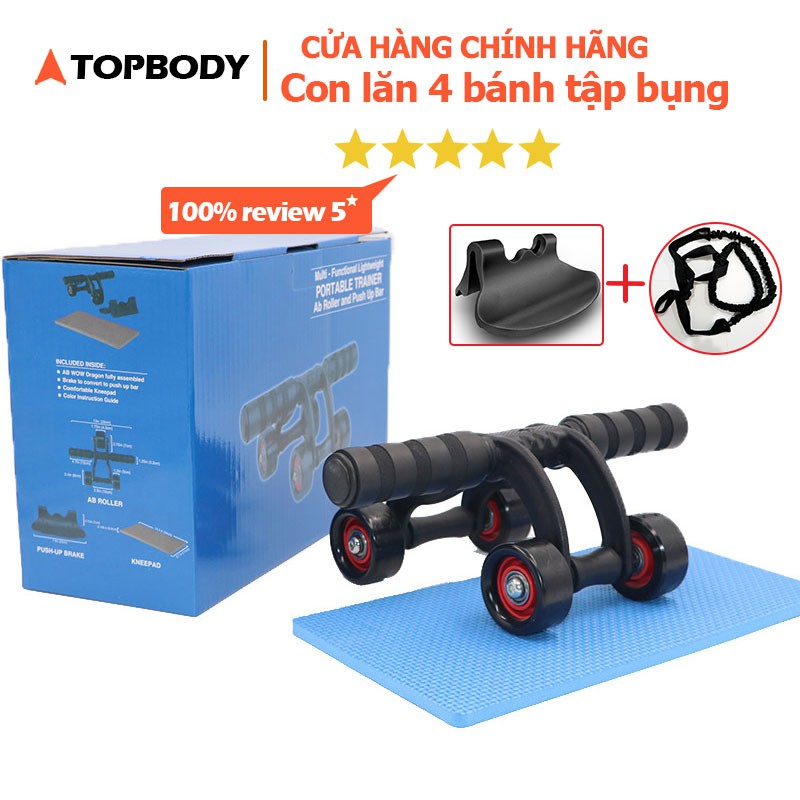 Con lăn 4 bánh tập cơ bụng cao cấp, tiện lợi khi tập ở nhà