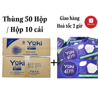Thùng 50 Hộp ( 500 cái) Khẩu Trang 4D YOKI KF94 4 Lớp Kháng Khẩn Chống Bụi Mụi PM2.5