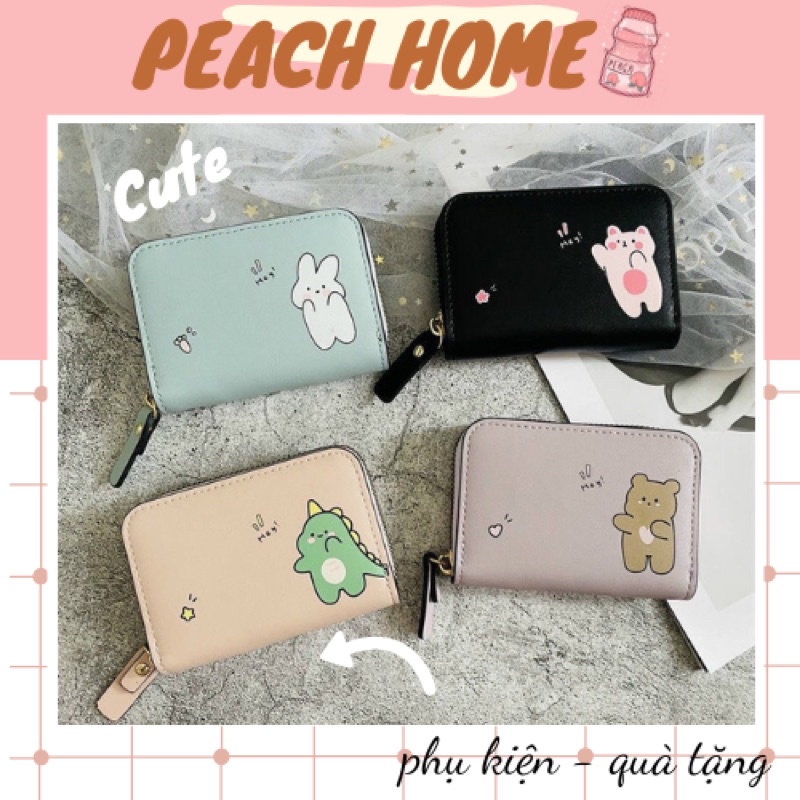 Ví Da Cầm Tay Mini 10 Ngăn Hoạ Tiết Xinh Xắn Dành Cho Nữ Bóp Da PU Cute Nhỏ Gọn Ngắn Tiện Lợi Bỏ Túi