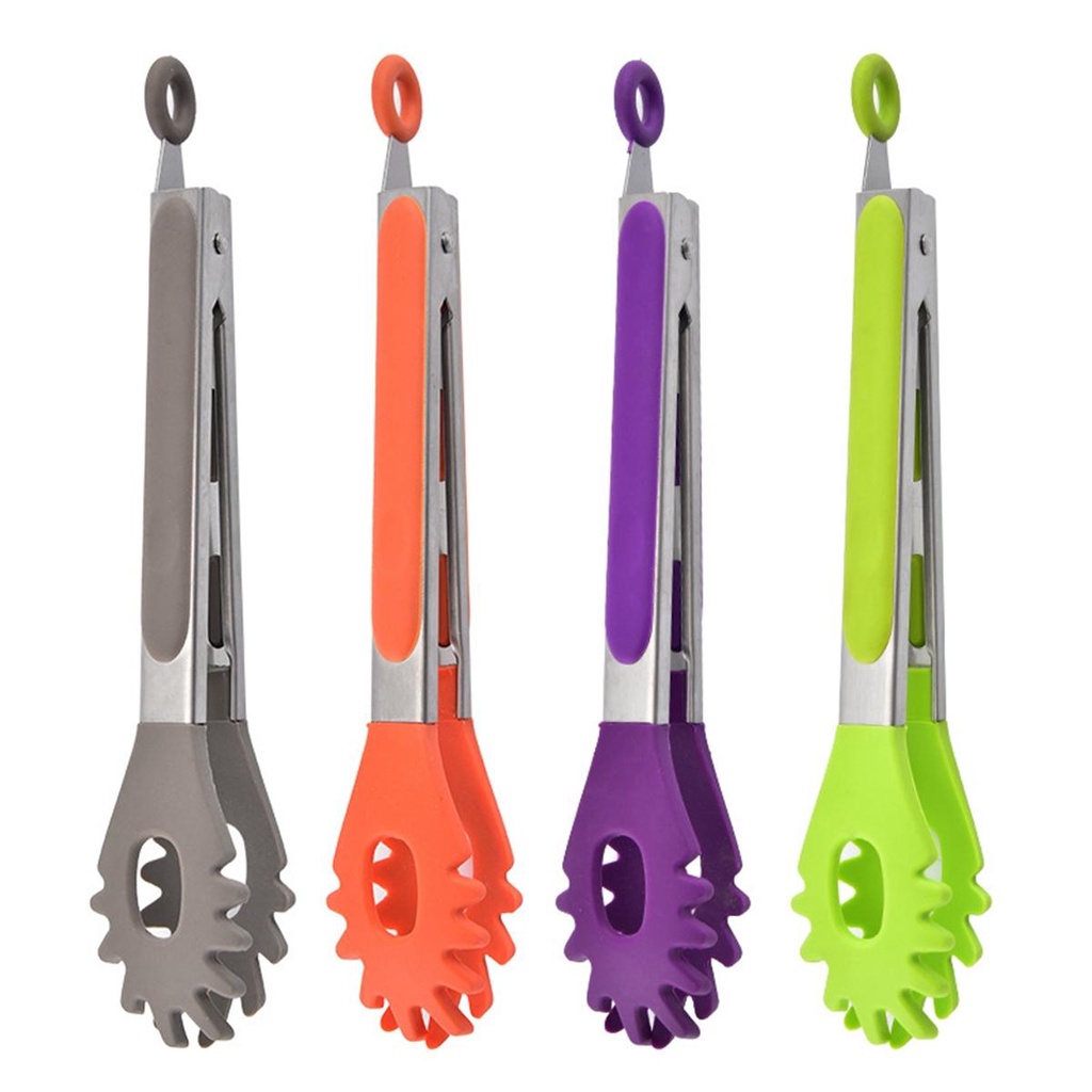 Kẹp Gắp Thức Ăn Bằng Silicone Tay Cầm Inox Cách Nhiệt Chống Trượt