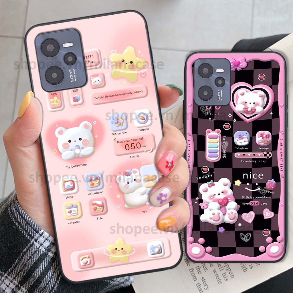 Ốp Realme C35 hình đồng hồ icon gấu mèo cute cực dễ thương ngộ nghĩnh